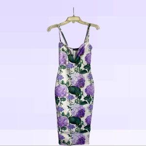 PLT “Lilac Floral V Bar Midi Dress”